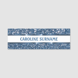 Faux Blue Glitter Struktur ser ut med eget namn - Namnbricka