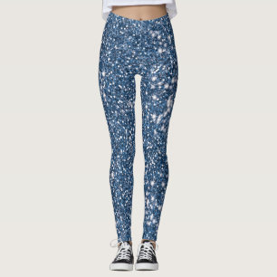 Faux Blue Glitter Struktur-stilmönster Leggings