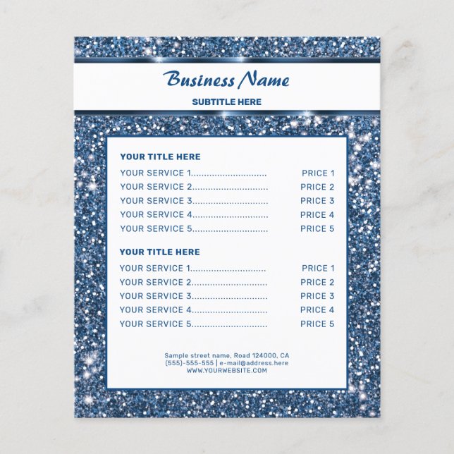 Faux Blue Glitter Struktur titta med Anpassningsba Flygblad (Framsidan)