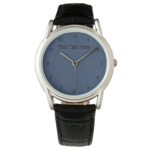 Faux Blue Jeans Denim Anpassningsbar Text Watch Armbandsur