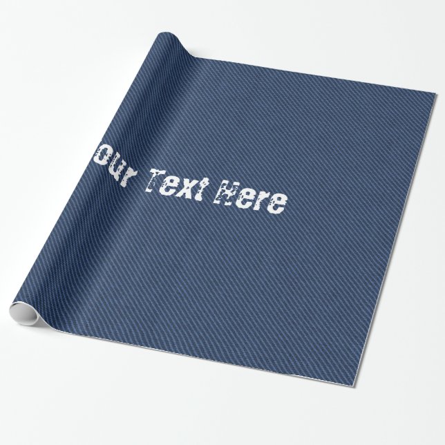 Faux Blue Jeans Denim Anpassningsbar Text Wrapping Presentpapper (Utrullad)
