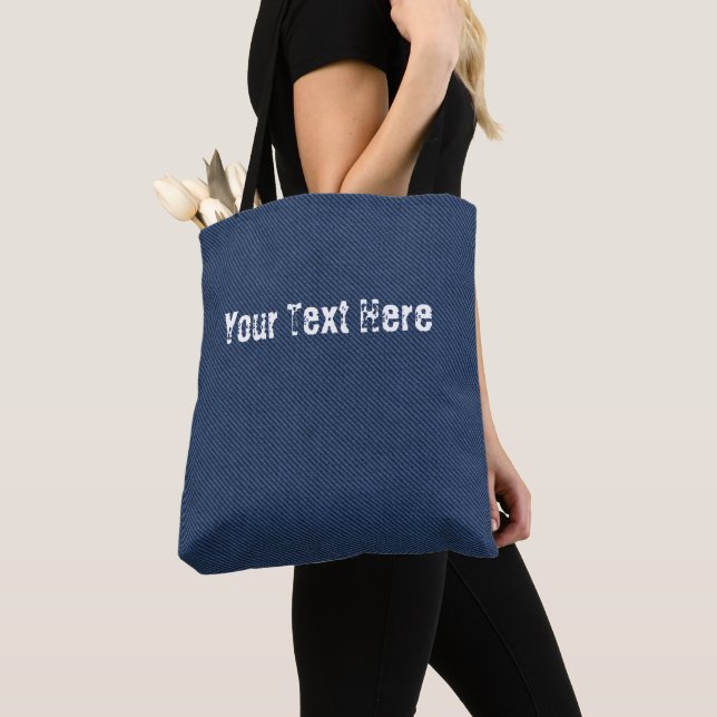 Faux Blue Jeans Fabric Tote Bag med Anpassningsbar Tygkasse (Närbild)