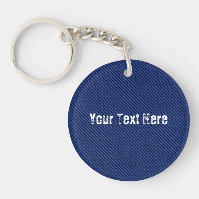 Faux Blue Jeans Keychain Gift - Anpassningsbar Tex (Framsidan)