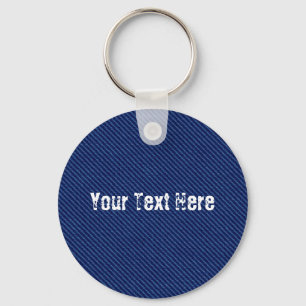Faux Blue Jeans Keychain Gift Anpassningsbar Text Nyckelring