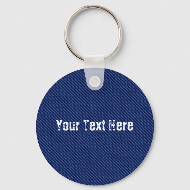 Faux Blue Jeans Keychain Gift Anpassningsbar Text  Nyckelring (Framsida)
