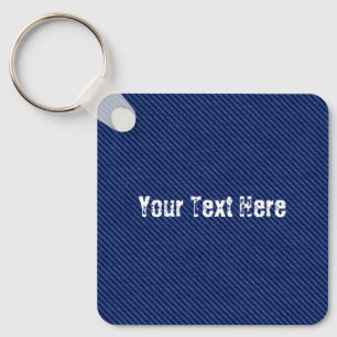 Faux Blue Jeans Keychain Gift - Din text Namn Nyckelring