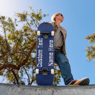 Faux Blue Jeans Skateboard Din text - Namn