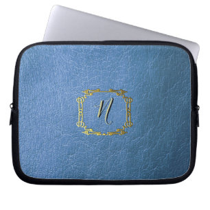 Faux Blue Leather Effect Anpassningsbar tryckt Neo Laptop Fodral