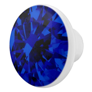 Faux Blue Sapphire Skriv ut keramiskt Round Drag Knopp