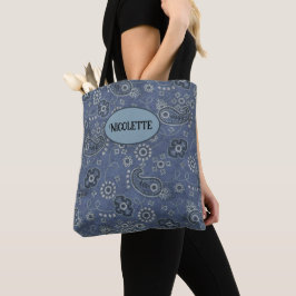 Faux Blue Suede och Western Blue Paisley Tygkasse