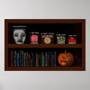 Faux Bookshelf Haunted House Lab Halloween Poster