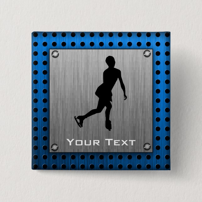 Faux borstad metall; Konståkning Knapp (Framsida)