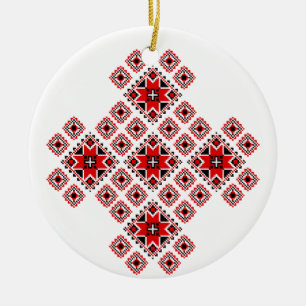Faux broiderad jul Ornamet 1 Julgransprydnad Keramik