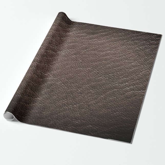 Faux Brown Animal Leather Skriv ut Presentpapper (Utrullad)