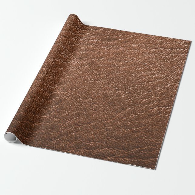 Faux Brown Animal Leather Skriv ut Presentpapper (Utrullad)