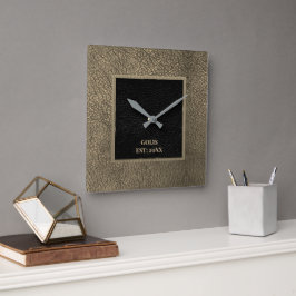 Faux Brown Black Leather Wall Clock Fyrkantig Klocka