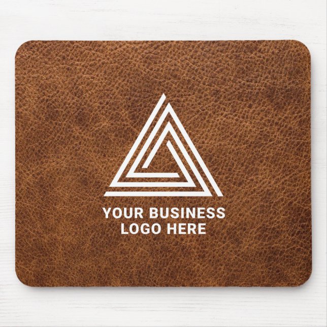 Faux Brown Leather Modern Business Logotyp Musmatta (Framsidan)
