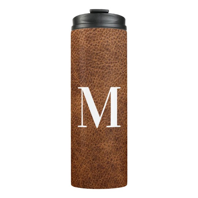 Faux Brown Leather Modern Monogram (Framsida)