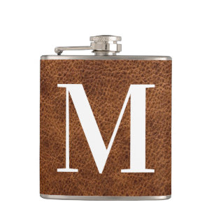 Faux Brown Leather Modern Monogram Fickplunta
