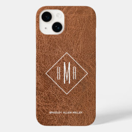 Faux Brown Leather Monogram
