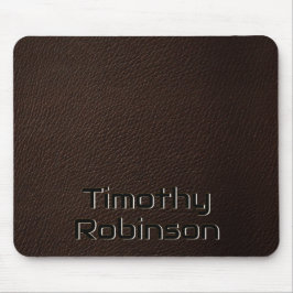 Faux Brown Leather Mousepad med inpräglad text Musmatta