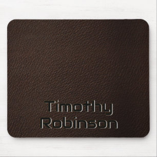 Faux Brown Leather Mousepad med inpräglad text Musmatta