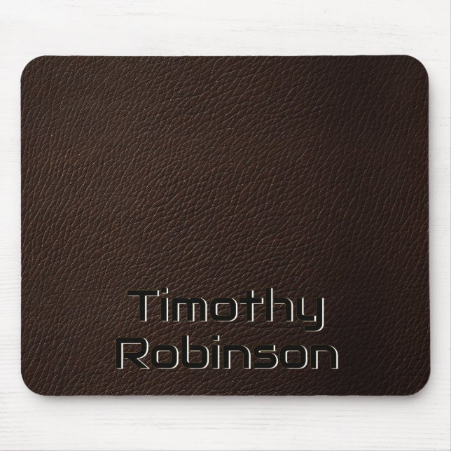 Faux Brown Leather Mousepad med inpräglad text Musmatta (Framsidan)