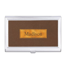 Faux Brown Leather Texture With Gold Foil Banner