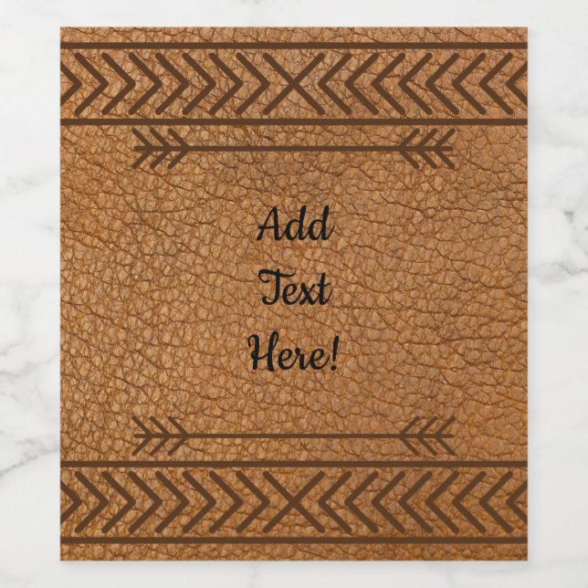 Faux Brown Leather Vinflaska Etikett (Singel etikett)