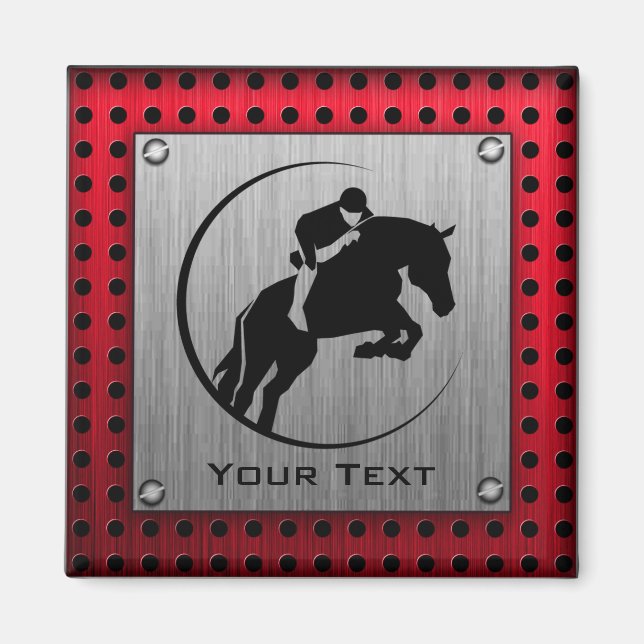 Faux Brushed Aluminium Equestrian. Magnet (Framsidan)