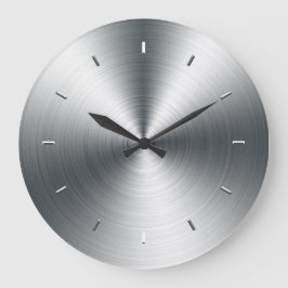 Faux Brushed Lakan Metall Wall Clock Stor Klocka
