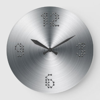 Faux Brushed Lakan Steel Modern Wall Clock Stor Klocka