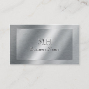 Faux Brushed Metall - Monogrammed Visitkort