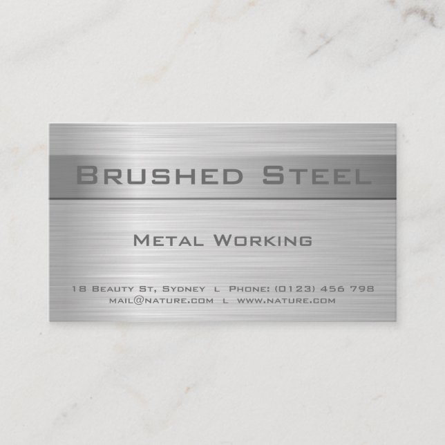 Faux Brushed Steel Affärskort Visitkort (Framsida)