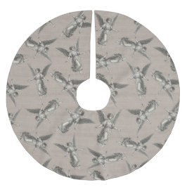 Faux burlap beige Angel traditional Christmas Julgransmatta Borstad Polyester