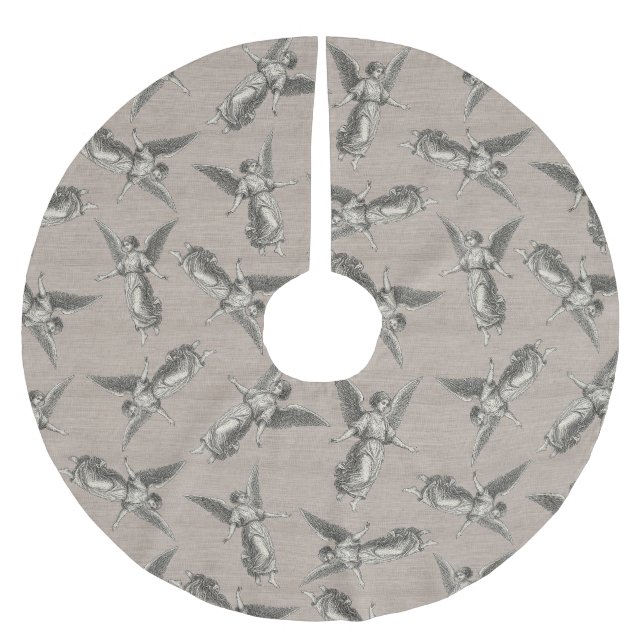 Faux burlap beige Angel traditional Christmas Julgransmatta Borstad Polyester (Framsidan)