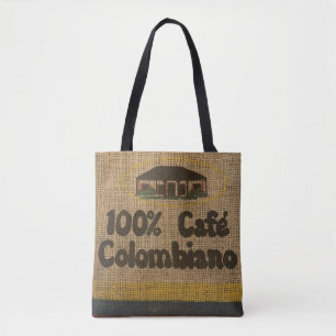 FAUX BURLAP COLUMBIAN COFFEE BAG PURSE TOTE TYGKASSE