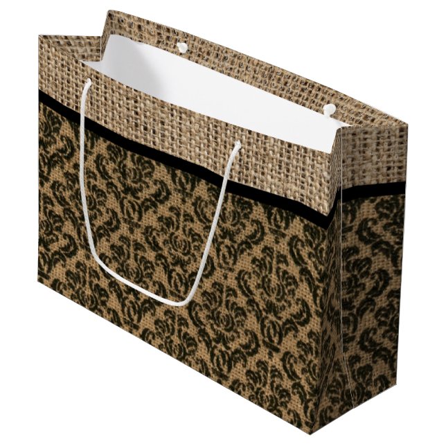 Faux Burlap Design Gift-fack (Framsidan Vinklad)