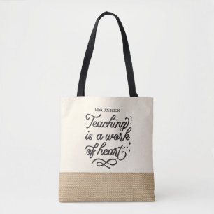 Faux Burlap för inspirationslärare Tygkasse