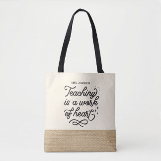 Faux Burlap för inspirationslärare Tygkasse