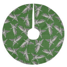 Faux burlap green Angel traditional Christmas Julgransmatta Borstad Polyester