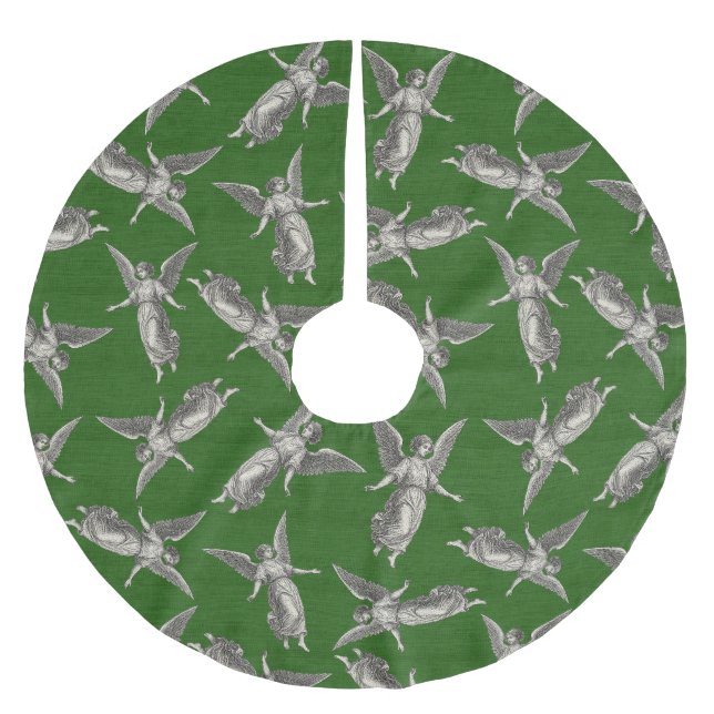 Faux burlap green Angel traditional Christmas Julgransmatta Borstad Polyester (Framsidan)