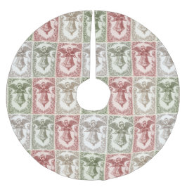 Faux burlap green Angel traditional Christmas Julgransmatta Borstad Polyester