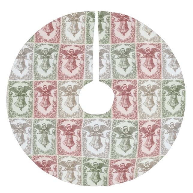 Faux burlap green Angel traditional Christmas Julgransmatta Borstad Polyester (Framsidan)