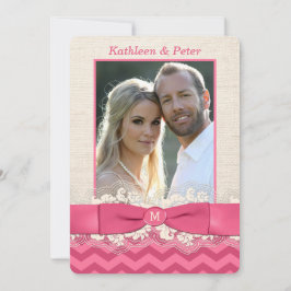 FAUX Burlap, inbjudan till Snöre PHOTO-bröllopet, 