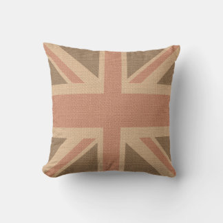 Faux Burlap Jute Linen look UK Flagga Kudde