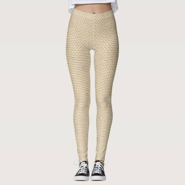 Faux burlap mönster leggings (Framsida)