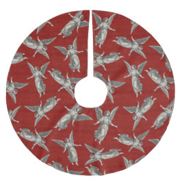 Faux burlap red Angel traditional Christmas Julgransmatta Borstad Polyester