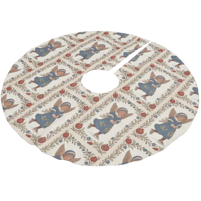 Faux burlap skating Angel traditional Christmas Julgransmatta Borstad Polyester (Vinklad)