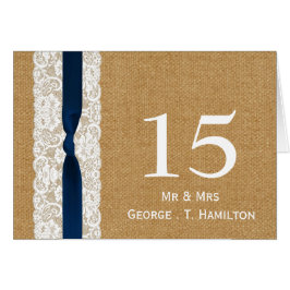 FAUX Burlap snöre, bröllop-bordsnummer OBS Kort